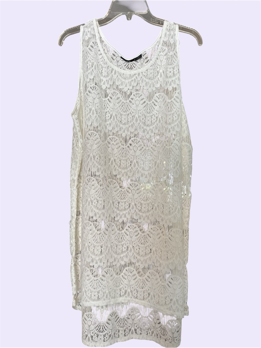 APT 9 Lace Tank Cover Up Dress XL New With Tags Cream Ivory Boho Beach